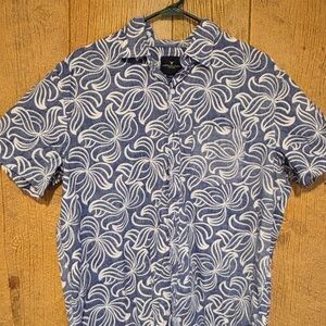 American Eagle Outfitters Blue and White Casual Button Down Shirt